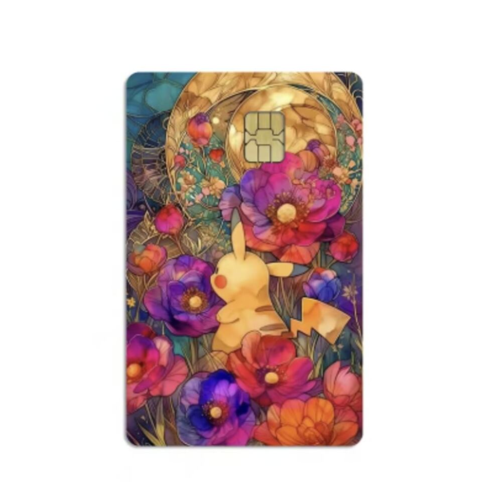 New Floral Pikachu Matte Credit Card Skin/Sticker, Space for Small Chip
